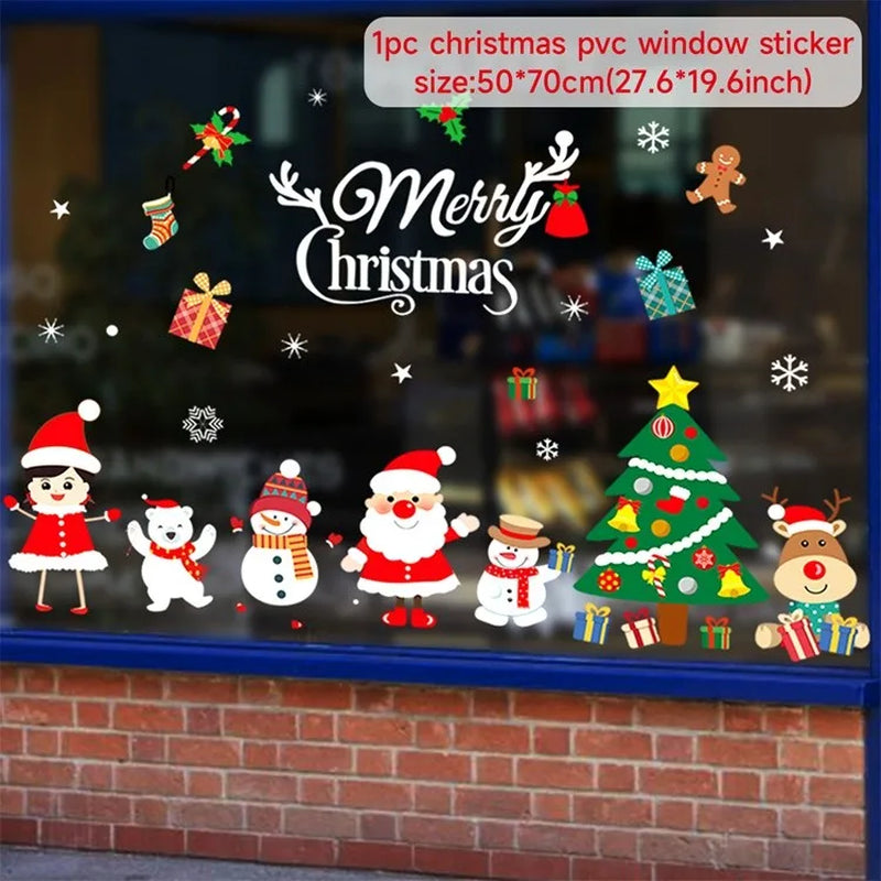 Christmas Window Stickers Christmas Wall Sticker Kids Room Wall Decals Merry Christmas Decorations for Home New Year Stickers