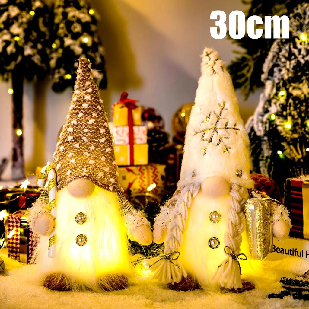 30Cm Glowing Gnome Christmas Decorations 2024 Faceless Plush Dolls Elf Home Ornaments Navidad New Year 2024 Gift