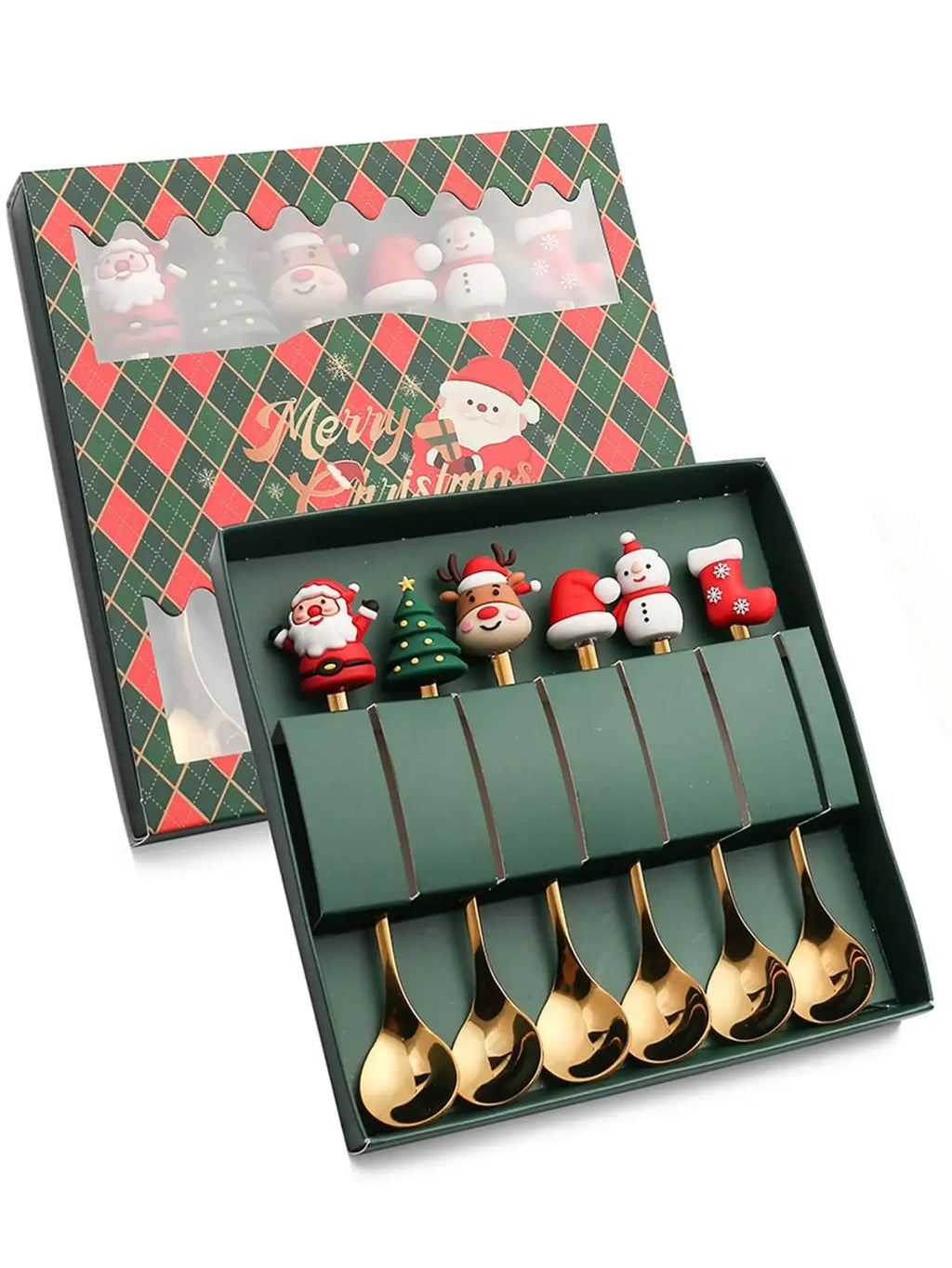 2/4/6Pcs Christmas Fork and Spoon Set,Stainless Steel Creative Tableware,Coffee Tea Dessert Forks and Spoons Gift Set