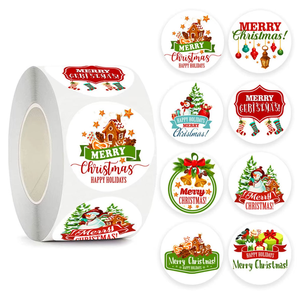 500Pcs Merry Christmas Stickers Cristmas Xmas Party Seal Labels Stickers for DIY Gifts Baking Package Envelope Stationery Decor