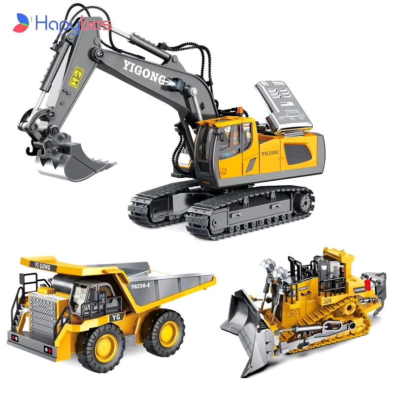 2.4Ghz 6 Channel 1:24 RC Excavator Toy RC Engineering Car Alloy and Plastic Excavator RTR for Kids Christmas Gift