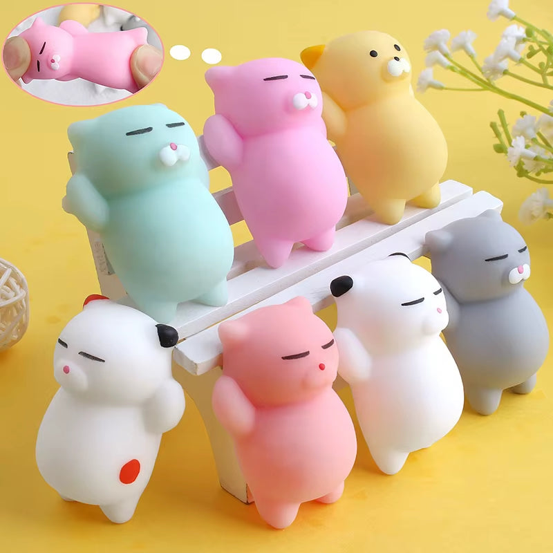 20 PCS Random Kawaii Mochi Squishy Fidget Toy Mini Cute Soft Cat anti Stress Reliever Sensory Squeeze Xmas Gift for Adult Kid