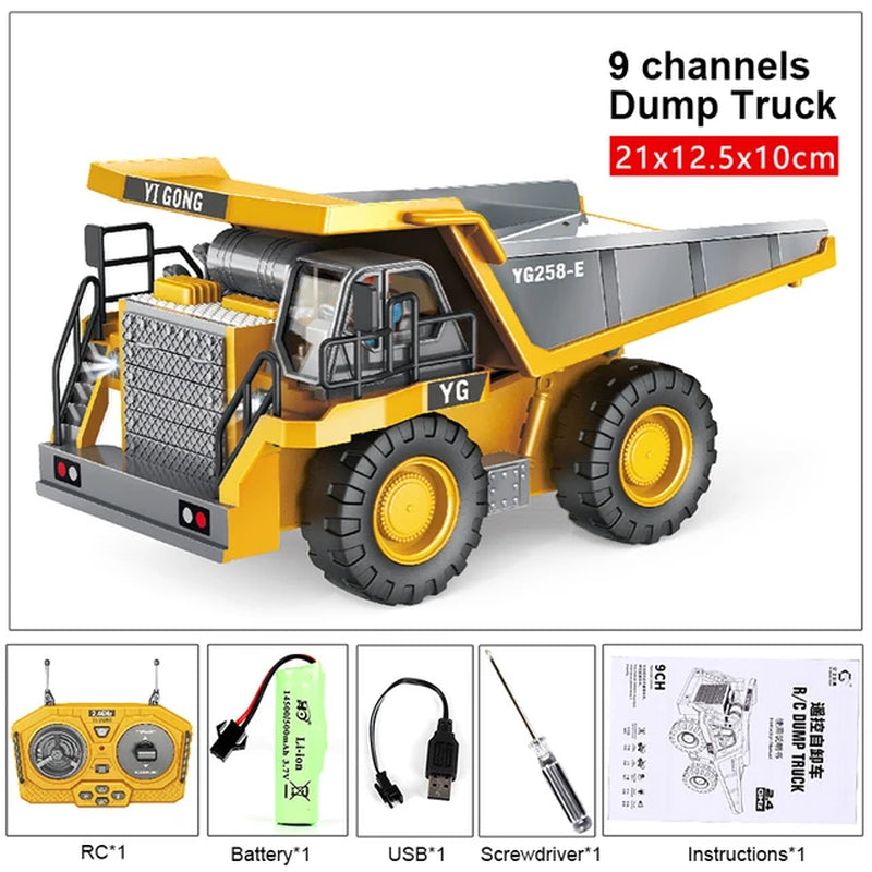 2.4Ghz 6 Channel 1:24 RC Excavator Toy RC Engineering Car Alloy and Plastic Excavator RTR for Kids Christmas Gift