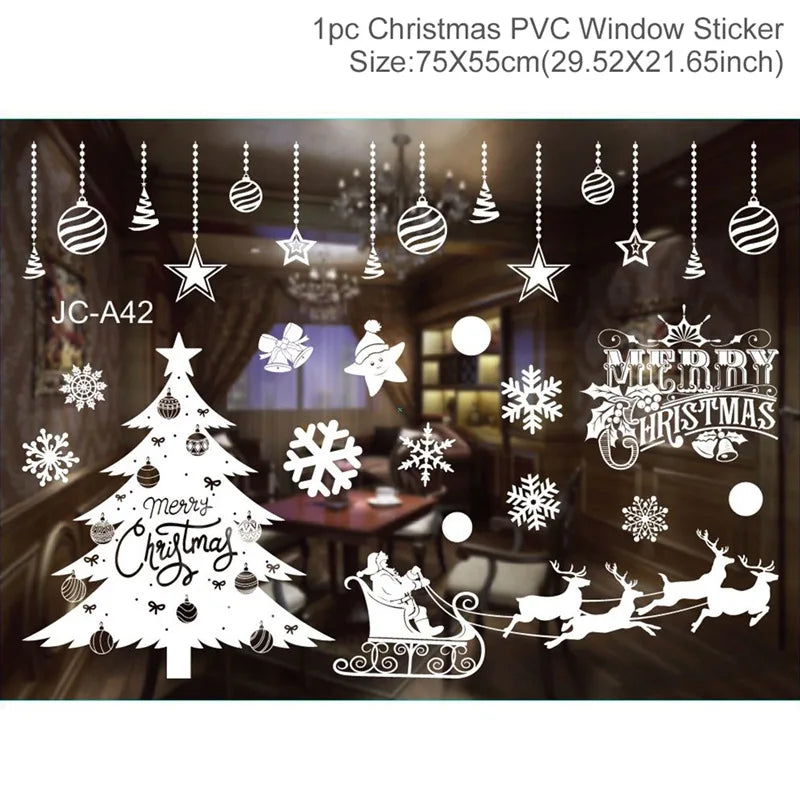 Christmas Window Stickers Christmas Wall Sticker Kids Room Wall Decals Merry Christmas Decorations for Home New Year Stickers