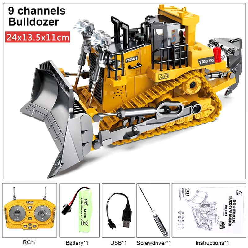2.4Ghz 6 Channel 1:24 RC Excavator Toy RC Engineering Car Alloy and Plastic Excavator RTR for Kids Christmas Gift