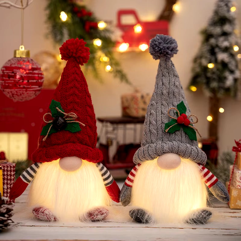 30Cm Glowing Gnome Christmas Decorations 2024 Faceless Plush Dolls Elf Home Ornaments Navidad New Year 2024 Gift