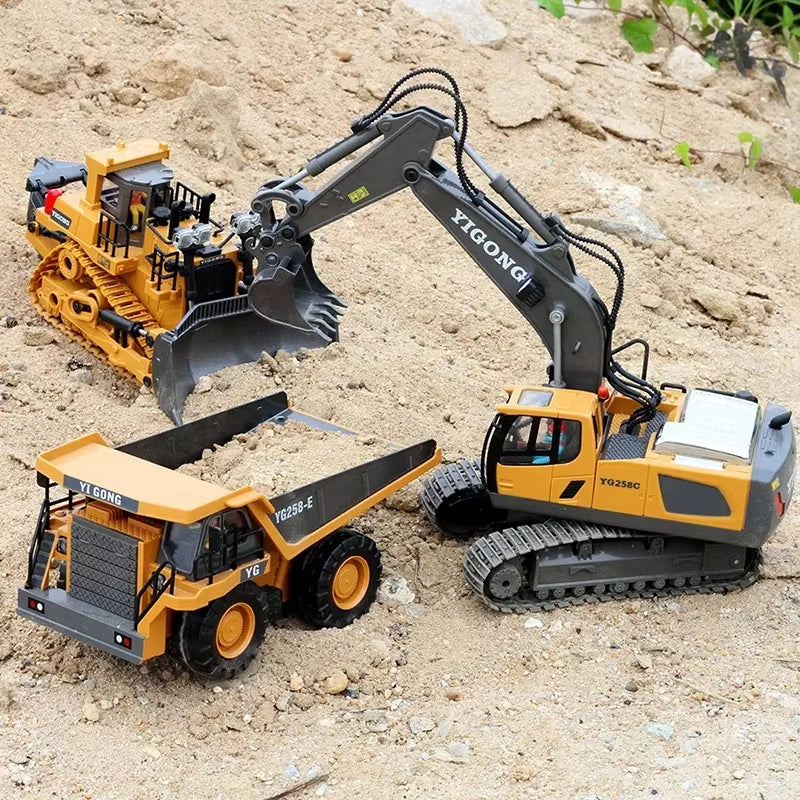 2.4Ghz 6 Channel 1:24 RC Excavator Toy RC Engineering Car Alloy and Plastic Excavator RTR for Kids Christmas Gift