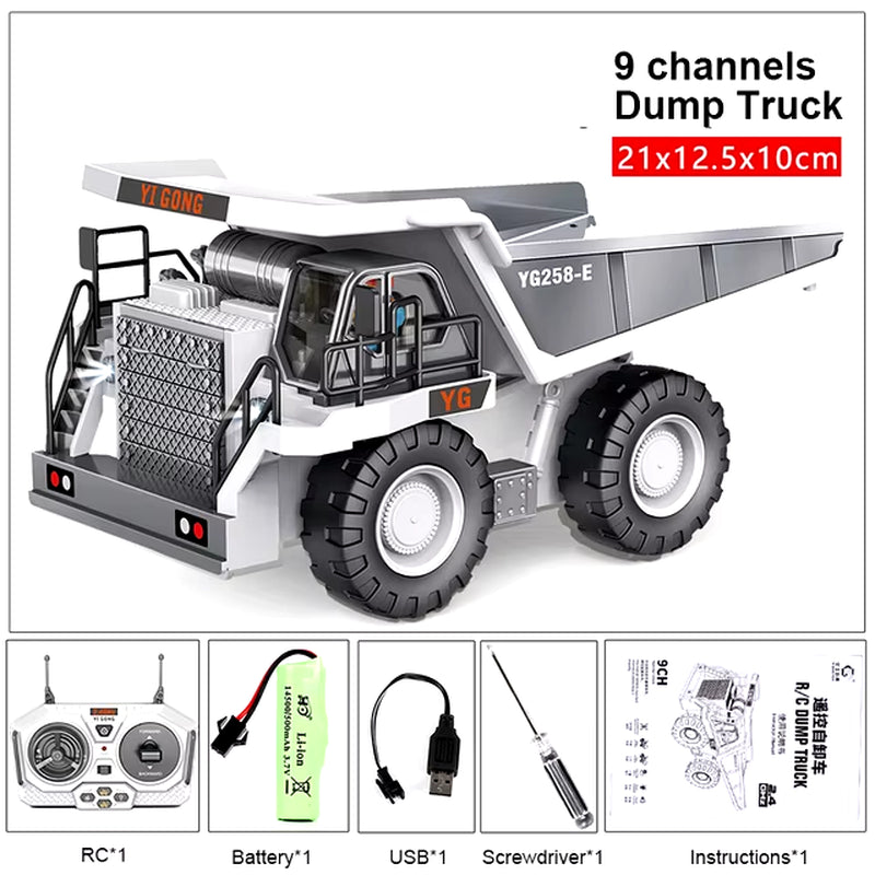 2.4Ghz 6 Channel 1:24 RC Excavator Toy RC Engineering Car Alloy and Plastic Excavator RTR for Kids Christmas Gift