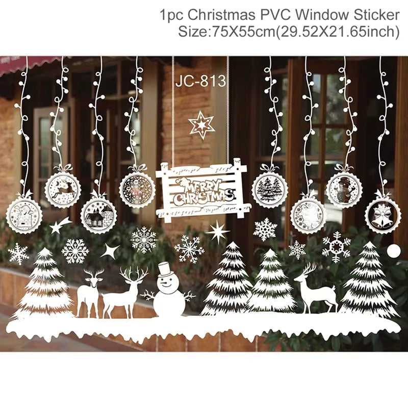 Christmas Window Stickers Christmas Wall Sticker Kids Room Wall Decals Merry Christmas Decorations for Home New Year Stickers