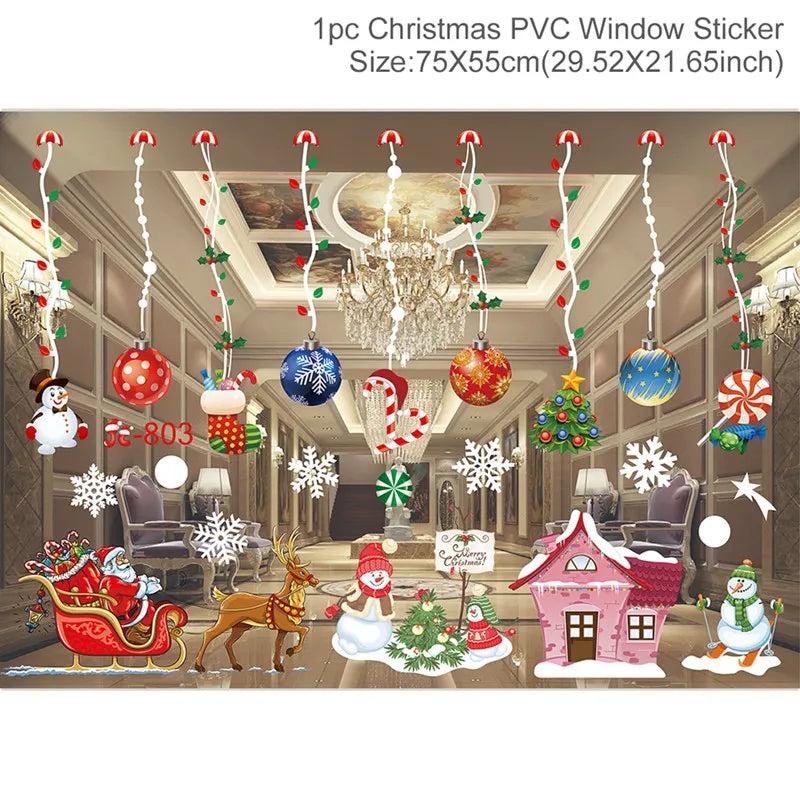 Christmas Window Stickers Christmas Wall Sticker Kids Room Wall Decals Merry Christmas Decorations for Home New Year Stickers