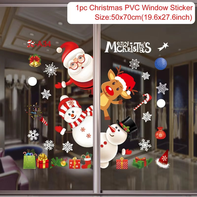 Christmas Window Stickers Christmas Wall Sticker Kids Room Wall Decals Merry Christmas Decorations for Home New Year Stickers