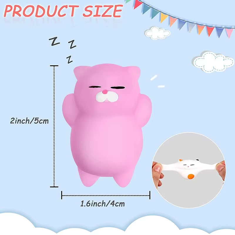 20 PCS Random Kawaii Mochi Squishy Fidget Toy Mini Cute Soft Cat anti Stress Reliever Sensory Squeeze Xmas Gift for Adult Kid