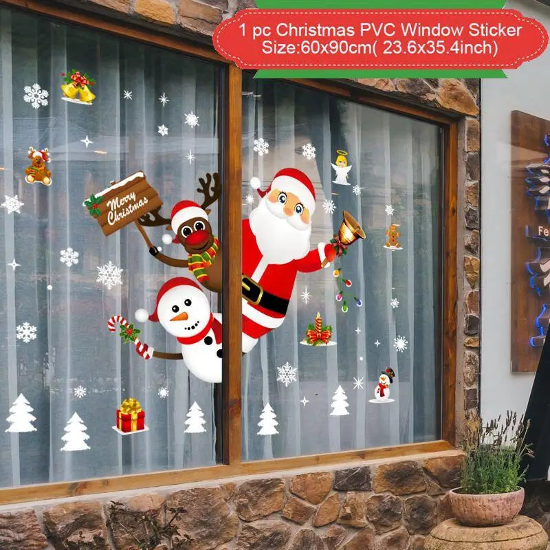 Christmas Window Stickers Christmas Wall Sticker Kids Room Wall Decals Merry Christmas Decorations for Home New Year Stickers