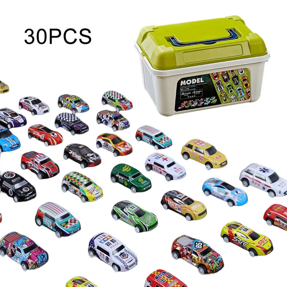 Mini Alloy Car Model Set with Storage Box Diecast Cars Toys for Boys Sliding Inertia Vehicle Children Toy Kit Kids Gifts