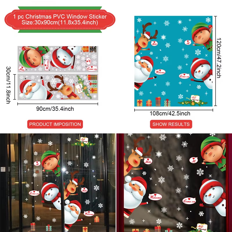 Christmas Window Stickers Christmas Wall Sticker Kids Room Wall Decals Merry Christmas Decorations for Home New Year Stickers
