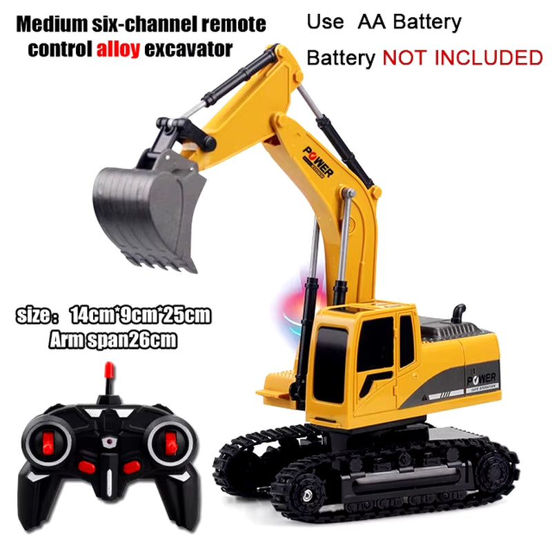 2.4Ghz 6 Channel 1:24 RC Excavator Toy RC Engineering Car Alloy and Plastic Excavator RTR for Kids Christmas Gift